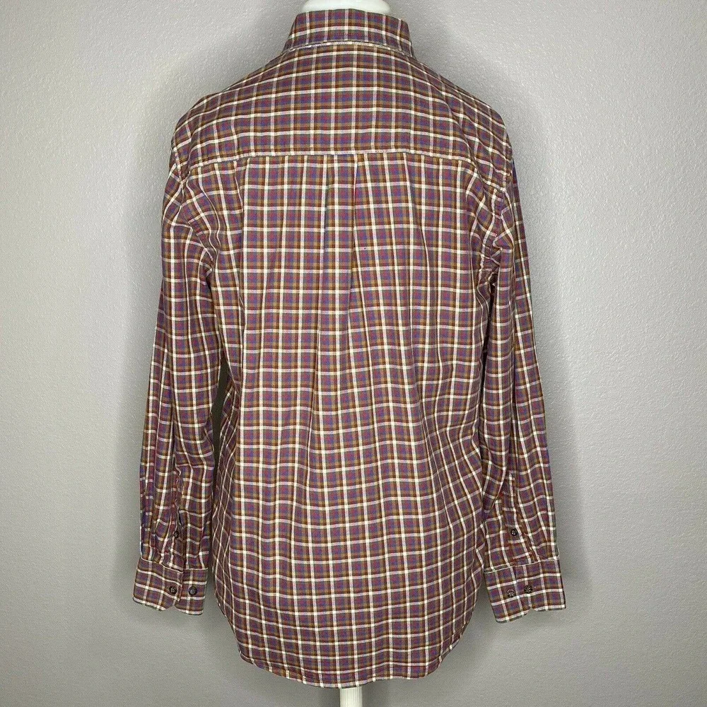 Clear Water Outfitters Men's Brown Red Plaid 100% Cotton Button-Down Shirt - Picture 6 of 10